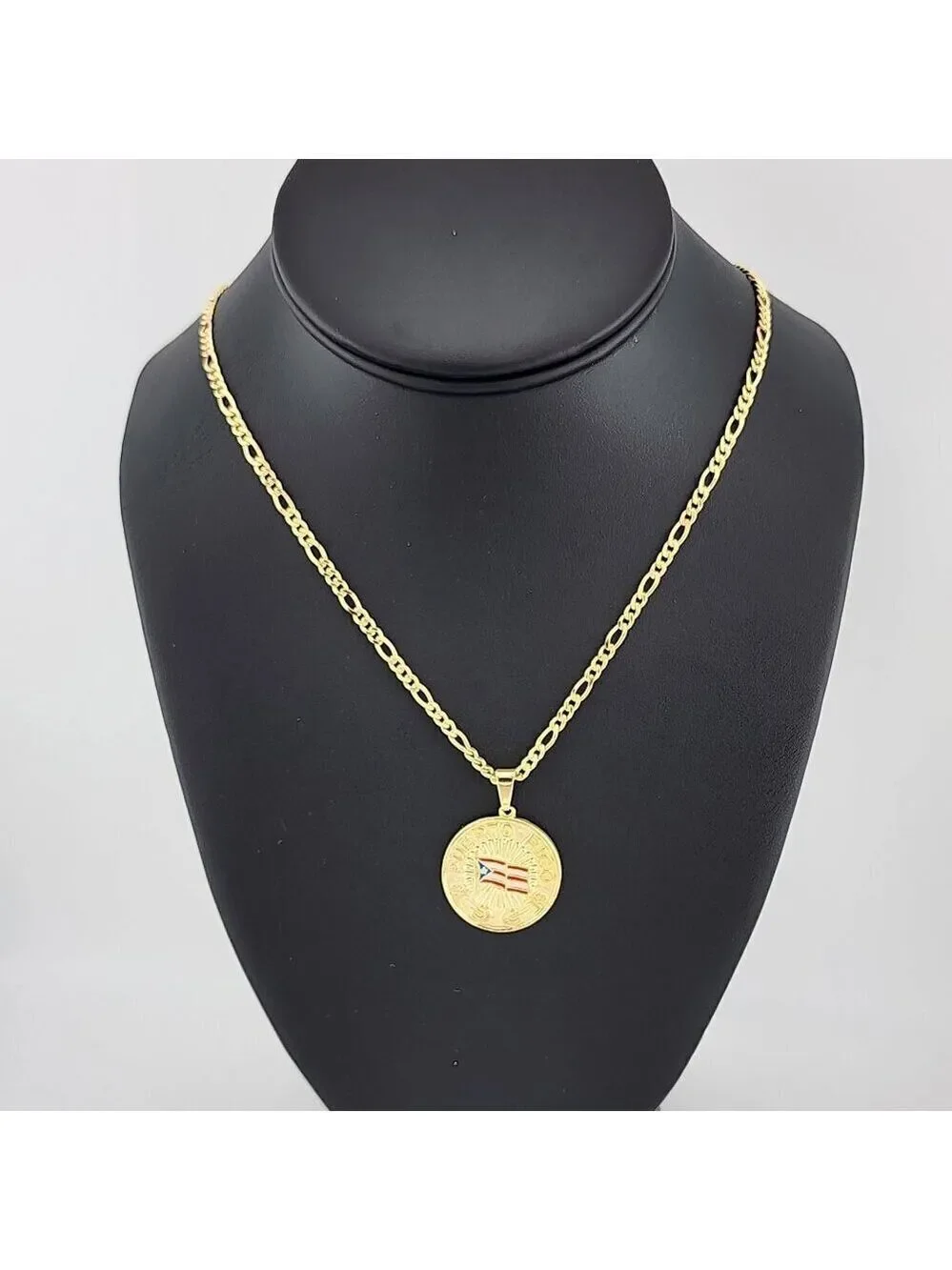 Brand New Brazilian 18k Gold Filled Puerto Rico Round Necklace